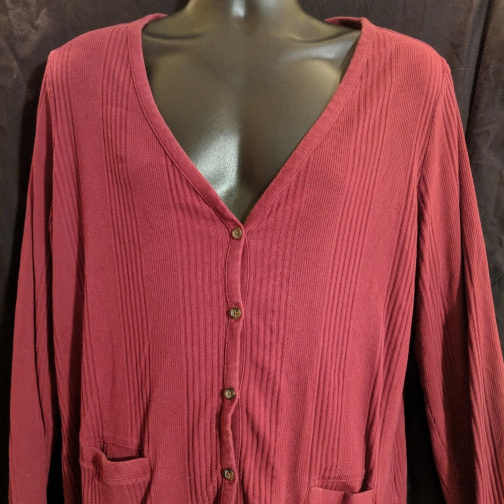 Land's End XL Burgundy Cardigan